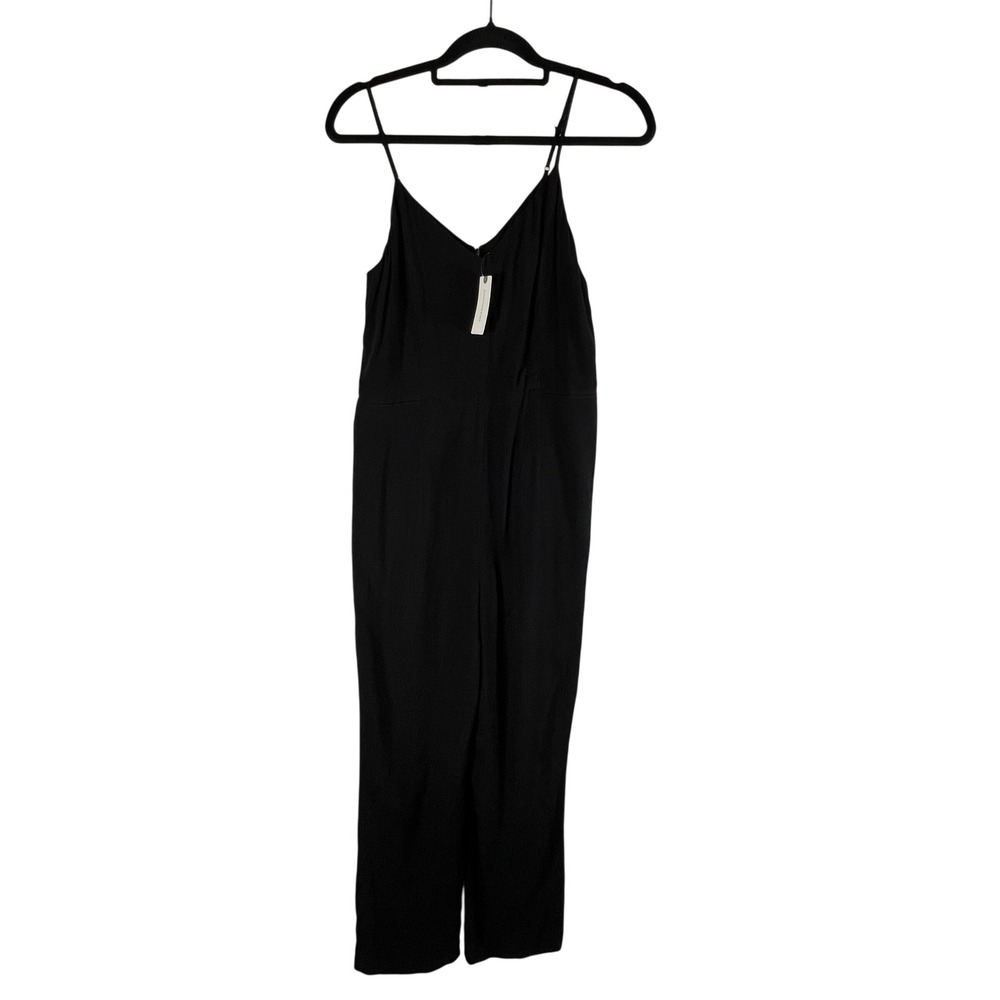 Anthropologie The Essential Jumpsuit Black Wide Leg VNeck Spaghetti Strap Size 6